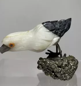 Gaviota Piedra Tallada Pájaro Sobre Locos Pico Roto Dorado - Imagen 1 de 12