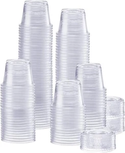 [100 Juegos - 5.5 Oz.] Vasos Desechables De Plastico Para Porciones Con Tapas, - Picture 1 of 27