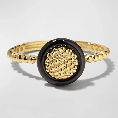 LAGOS Meridian 18K Yellow Gold Caviar Black Ceramic Ring Size 7 - Image 1 of 4