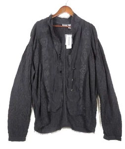 Chicos Women's Rayon Blend Textured Embellished Jacket Top size 3 Black - Picture 1 of 7