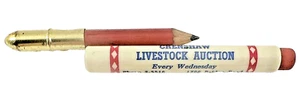 Vintage Werbung Kugelschreiber, Crenshaw Viehauktion, Michigan, gebraucht (KK) - Bild 1 von 9