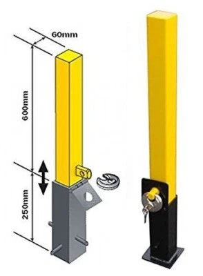 Maypole Yellow Robust Steel Driveway Parking Security Post Bollard with Padlock - Image 1 of 4