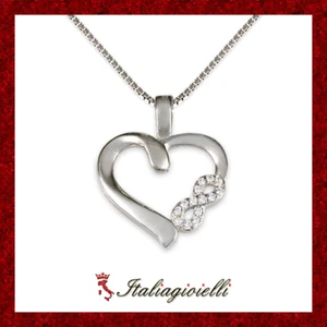 Collana Cuore Infinito Donna in Argento 925 rodiato Oro Bianco - Foto 1 di 5