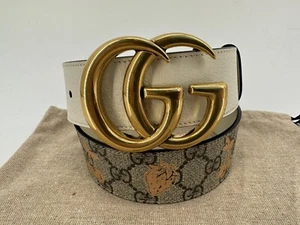 Neu Luxury  Original GUCCI  Buckle Damen Leder Gürtel  GG -400593- Gr-75 cm. - Picture 1 of 7