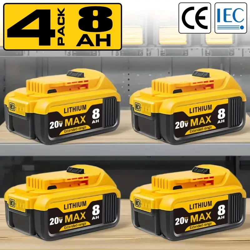 【Alta Calidad】Pack de 4 baterías de litio DCB200 20V 8Ah de repuesto para Dewalt Foto 1 de 4