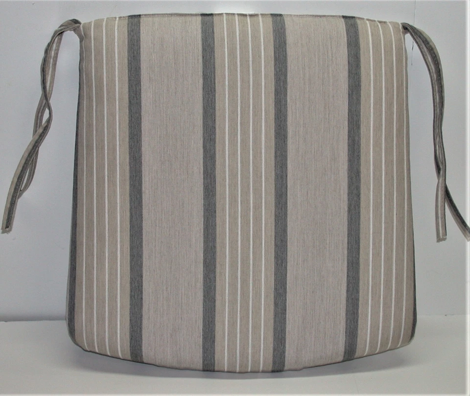 Sunbrella® Patio Trapezoid Seat Pad ~ Cove Pebble Stripe 17.5/15.5 x 18 x 2.25 - Image 1 of 3