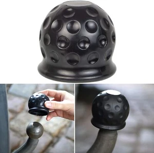 Black Trailer Ball Cover Tow Towing Hitch Ball Cover Caps Rubber Universal 2'' - Picture 1 of 10