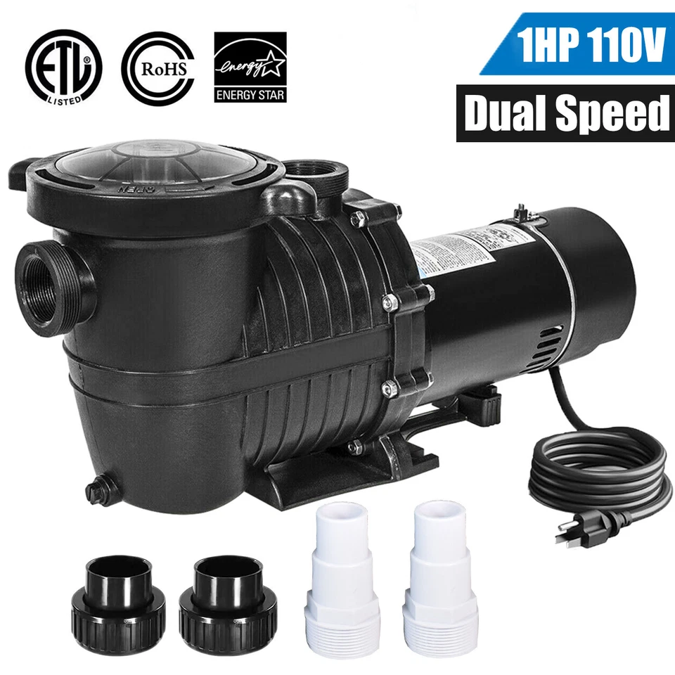 1HP 2 Speed In/Above Ground Pool Pump 80/35GPM 52FT HMax 1.5'' NPT 6.6' Corded - Image 1 of 4
