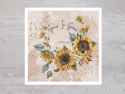 Grow In Grace 2 Peter 3:18 painel de tecido bíblico artesanato costura colcha bloco A612 - Imagem 1 de 4