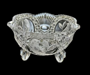 Vintage Hofbauer Byrdes 7-1/2” Crystal Bowl 3-Toed Scalloped Sawtooth - Picture 1 of 7