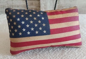 Primitive Americana Patriotic Handmade 3 Flag Pillow Bowl or Shelf Filler Grungy - Picture 1 of 4