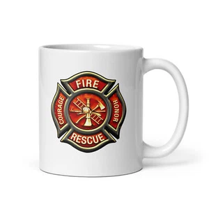 Fire Rescue Courage Honor Fire Fighter white glossy mug - Picture 1 of 3