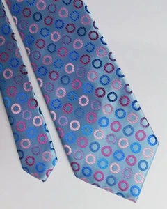 M&S tie blue and pink circles mens smart office wear machine washable - Picture 1 of 3