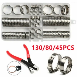 Juego de pinzas de tubo de crimpado de anillos de acero inoxidable surtidos de abrazadera de manguera 130/80 piezas - Imagen 1 de 22