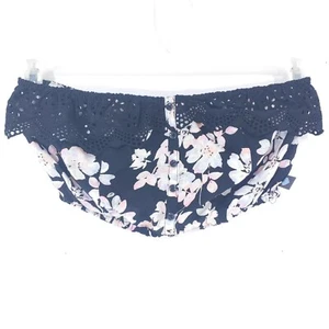 Kendall & Kylie Cropped Ruched Stretch Tube Top Black Pink Flower Lace Medium - Bild 1 von 8