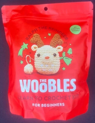 The Woobles Ralph the Reindeer Crochet Kit & Hook For Beginners Christmas Rare