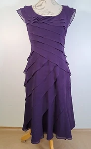 ADRIANNA PAPELL Shutter Pleat Purple Layered Dress Sleeveless Ruffle Size 4 - Picture 1 of 24