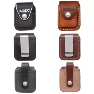 ZIPPO Lighter Pouch Case with Clip or Belt Loop Brown Black Leather to choose - Picture 1 of 11
