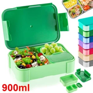 Bento Lunch Box BPA-Free 3 Compartment Bento Box Adults Food Storage Container - Picture 1 of 27