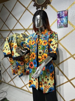 Camisa chaqueta africana Ankara hermosa bata floral kimono talla 1 4,16,18,20 Foto 1 de 4