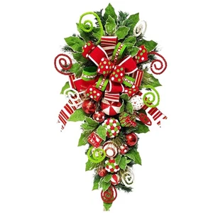 Christmas Peppermint Swag - Handcrafted Christmas Tree Holiday Decoration - Picture 1 of 3