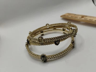 Kendra Scott Bangle Set of 3 Gold Tone Topaz Smoky Quartz Bracelets - Image 1 of 4