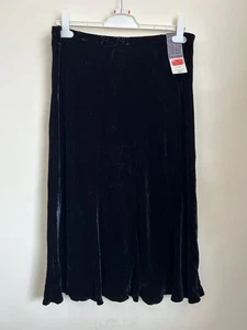 M&S Women’s Size 18 Black Velvet Midi Skirt With Elasticated Waist, New With Tag - Picture 1 of 6