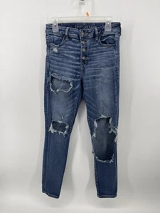 American Eagle Damenjeans hoher Bund Jegging Stretch Größe 10 blau Knopfleiste 29 x 28 - Bild 1 von 12