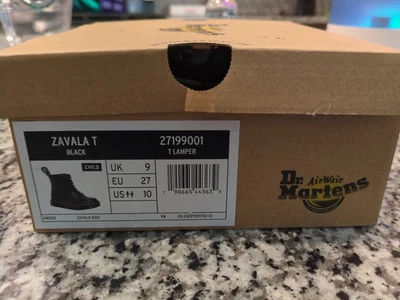 Botas infantis Dr Martens Zavala juniores couro preto com cadarço tamanho 10 - Imagem 1 de 3