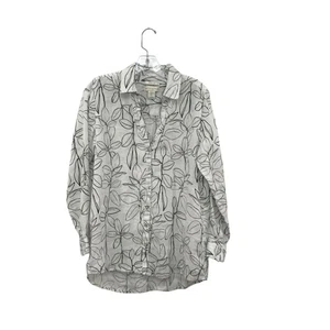 Damenbluse gebraucht, in einwandfreiem Zustand Cynthia Rowley 100 % Leinen weiß & schwarz geknöpft – Größe S - Bild 1 von 4
