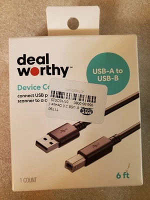 Device Connector - USB-A male to USB-B male.  6 ft. - Image 1 of 4