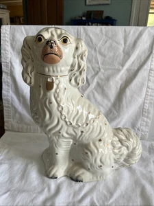 Antike handbemalte Staffordshire Spaniel Hund Figur 13 Zoll groß 19. Jahrhundert - Bild 1 von 23