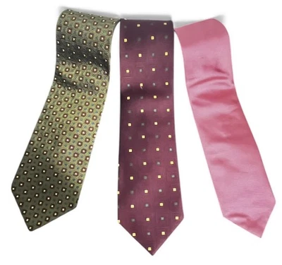  Lote de 3 corbatas de seda Brooks Brothers rosa geométrico clásico EE. UU. para hombre Foto 1 de 4