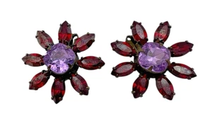 Vintage Sorrelli Blume Clip-On Ohrringe Rosa Rot Krappen Set - Bild 1 von 6