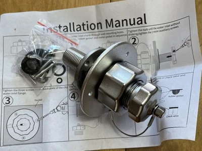 RV Marine Water Stainless Steel Inlet With Check Valve Flange Hose Connector - Imagem 1 de 4