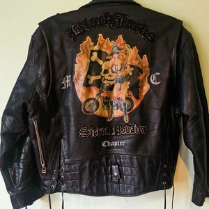 Vintage Avirex Leather Jacket Sz L men's biker bike black bomber motorcycle - Picture 1 of 23