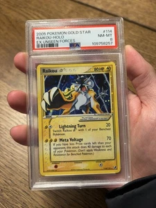 Pokémon - Raikou Gold Star - 114/115 - EX Unseen Forces - PSA 8 - NM-MT - Picture 1 of 4