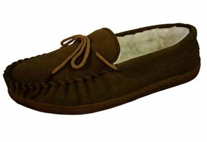 Mens Real Suede Wool Lined Moccasin Slippers Shoes - Picture 1 of 7