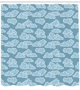 Cloud Shower Curtain Fabric Bathroom Decor Set with Hooks 4 Sizes Available - Picture 1 of 30