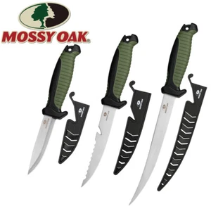 Mossy Oak 3PC Fishing Knife Sets Stainless Steel Filet Knife w/Protective Sheath - Picture 1 of 10