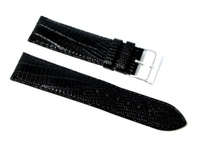 GECOMARKET Cinturino orologio in vera pelle semi imbottito stampa lucertola nero 20mm