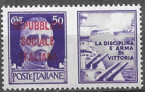 WWII 1944 ITALIEN SOZIALE REPUBLIK SASS#33 MvLH OG Sehr guter Erhaltungszustand Schiff - Bild 1 von 2