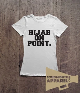 HIJAB ON POINT T-SHIRT White or Black Graphic Cotton Crew Neck - Picture 1 of 3