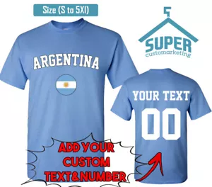 ARGENTINIEN WM Unisex TSHIRT Trikot Wunschtext Nummer Argentinien Flagge Tee S - Bild 1 von 2
