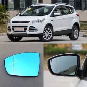 Rearview Mirror Blue Glasses LED Turn Signal with Power Heating For Ford KUGA - Picture 1 of 9