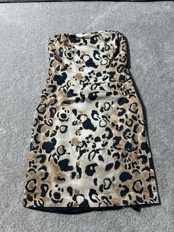 Mini Vestido The Limited Años 90 Y2K Estampado Leopardo 6 Cremallera Sin Tirantes Funda Mobwife Foto 1 de 4