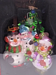 Sparkle Bright by Radko Snowman Family Blown Glass Christmas Ornament 2012 NIB - Picture 1 of 7