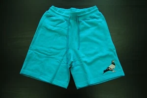 NEW MEN'S STAPLE 2304B7280 PIGEON LOGO SWEATSHORT TEAL BLUE - Picture 1 of 6