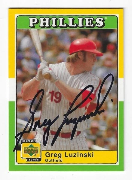 Autographed 2001 UD Decade 1970's GREG LUZINSKI Philadelphia Phillies card #82 - Image 1 of 1