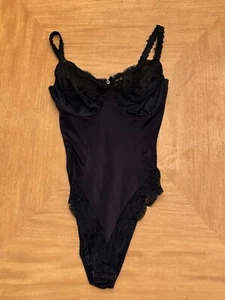 Vintage Olga Large Lace Teddy 36 D SEXY Bodysuit Sheer Nylon Elastic Legs - Picture 1 of 8
